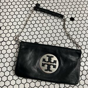 Tory Burch riva clutch silver hardware with flaws